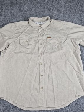 Orvis Shirt Mens Medium Beige Performance Tech River Guide Fly Fishing Angler
